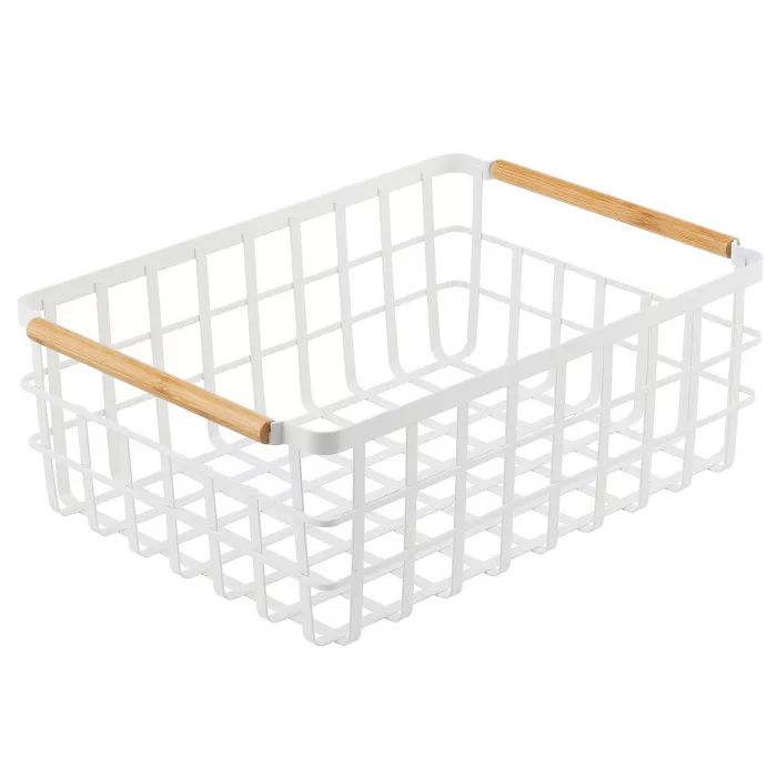 mDesign Metal Food Organizer Storage Bins with Bamboo Handles | Target