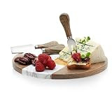 Libbey Prologue Handcrafted Wood and Marble Cheese and Appetizer Board with 3 Wood-Handled Cheese Kn | Amazon (US)