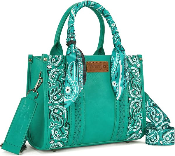 Wrangler Desert Paisley Medium Tote Bag for Women Floral Embroidered Top Handle Handbags with Ban... | Amazon (US)