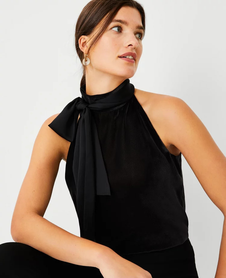Velvet Bow Halter Top | Ann Taylor (US)