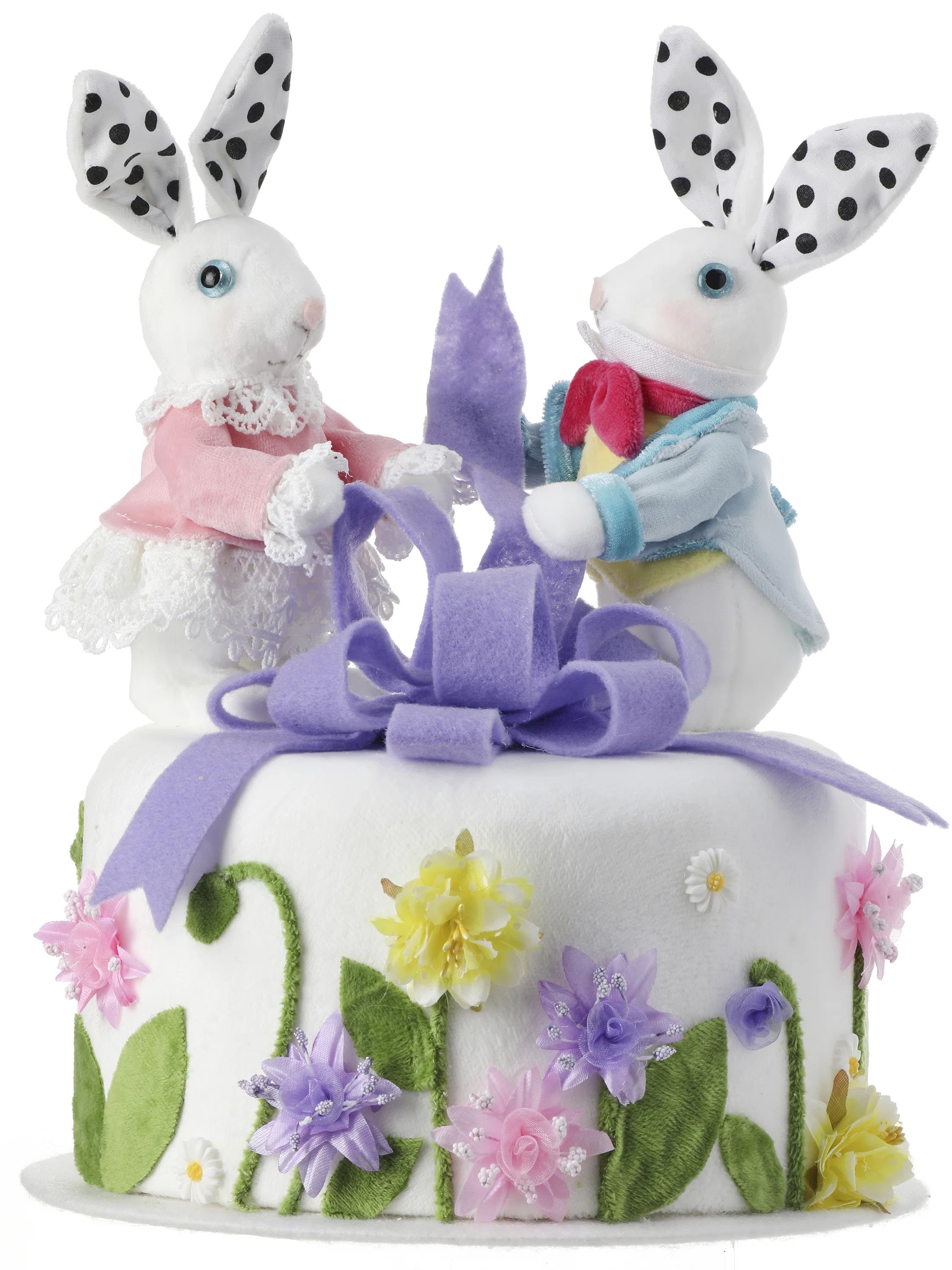 The Holiday Aisle® Styrofoam Bunnies And Bow Floral Cake 10.25" | Wayfair | Wayfair North America