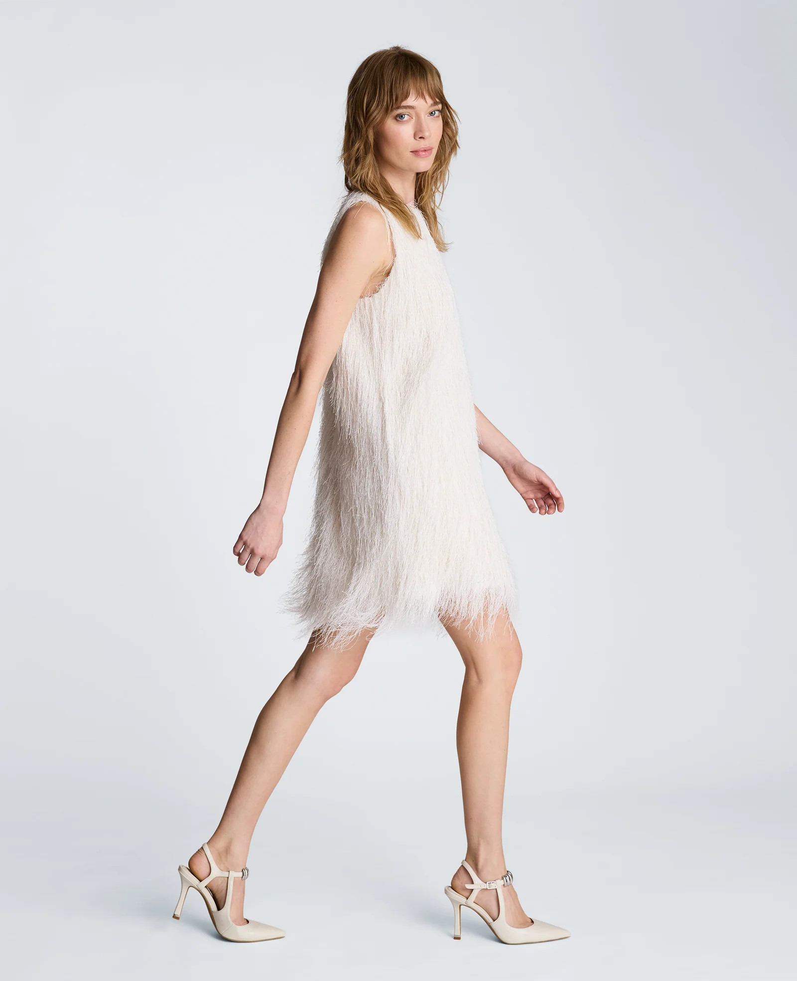 Kenneth Cole | Fringed Mini Dress in OYSTER | Kenneth Cole