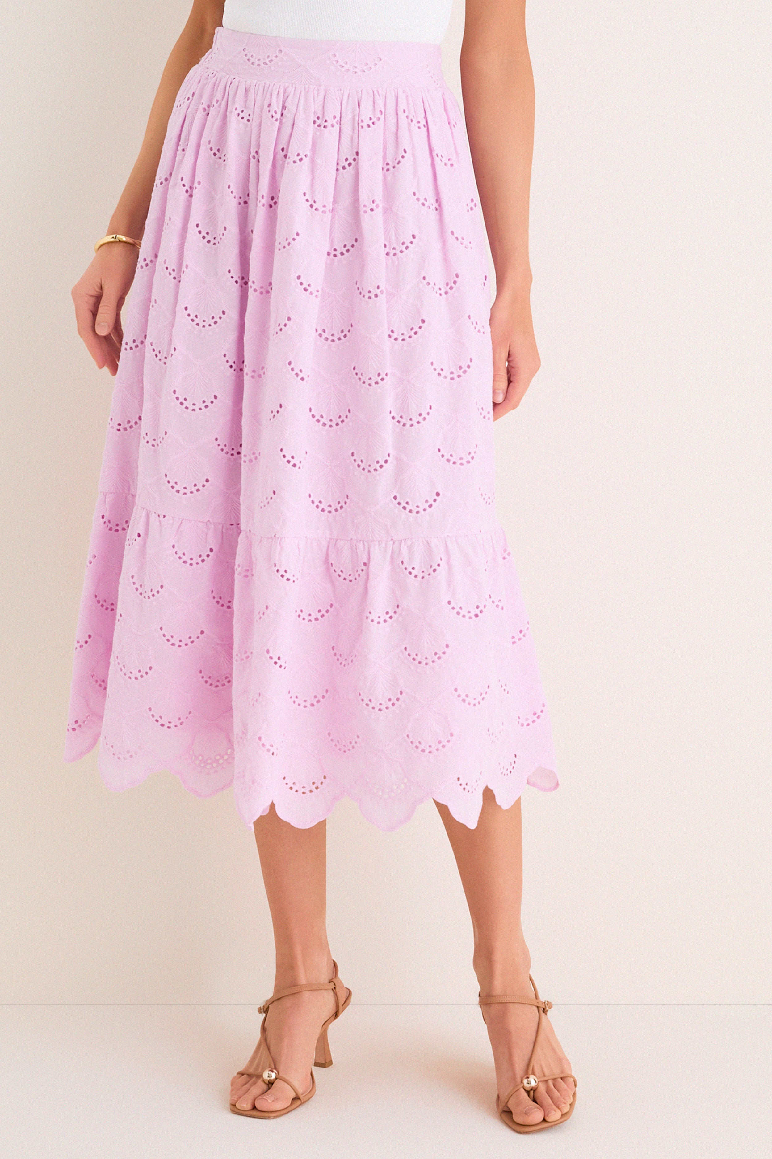 Lilac Eyelet Carter Midi Skirt | Tuckernuck (US)