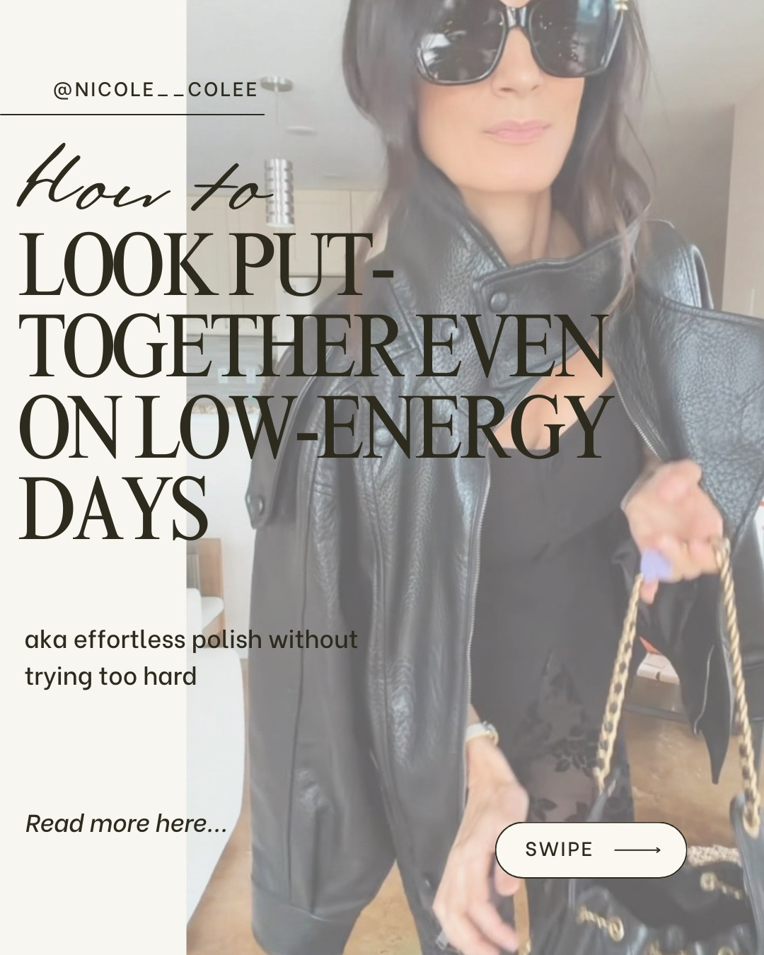Some days you’re full energy.
Some days you’re doing the bare minimum.

Both can still look chic.

Looking put-together isn’t about doing more—it’s about being intentional.

A hero piece. Neutrals that do the work. One structured detail. Finished accessories.

This is how I get dressed on low-energy days and still feel confident walking out the door.
No overthinking. No pressure. Just ease + polish.

Save this for the days you want to feel pulled together without trying too hard.



#NicoleColeeStyle
#EffortlessPolish
#ModernChic
#IntentionalStyle
#ChicEveryday

#LTKdayinmylife #LTKootd #LTKSeasonal
