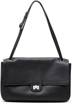 Genuine Leather Flap Shoulder Bag for Women, Slouchy Underarm Handbag | Amazon (US)