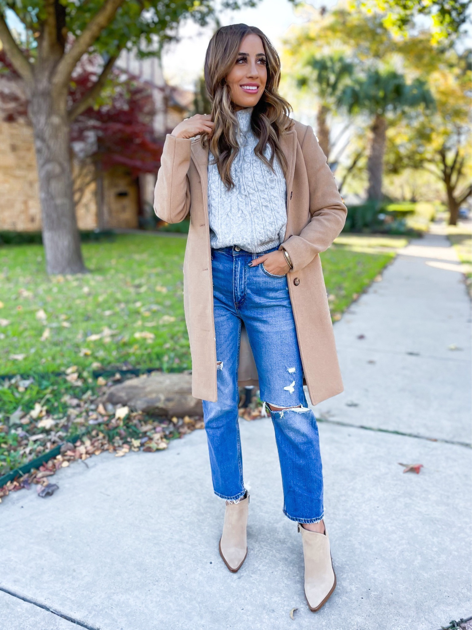 Tan coat xxsp on sale 30% off + code AFBELBEL jeans 24s booties cable sweater 

#LTKsalealert #LTKunder100 #LTKunder50