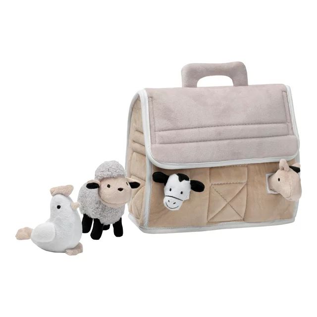 Lambs & Ivy Baby Farm Plush Barn with 4 Stuffed Animals Toy - Taupe/Gray/White | Walmart (US)