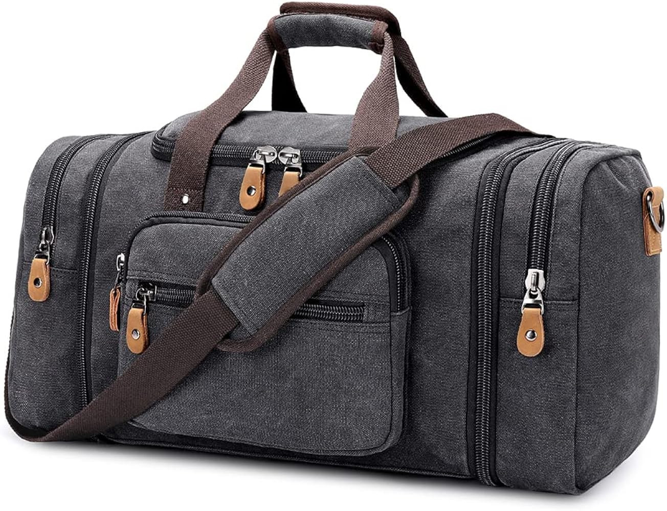Gonex Canvas Duffle Bag for Travel, 50L Duffel Overnight Weekend Bag (Dark Gray) | Amazon (US)