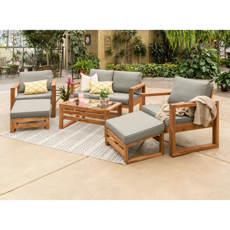 Norris Solid Wood 4 - Person Seating Group with Cushions | Wayfair North America