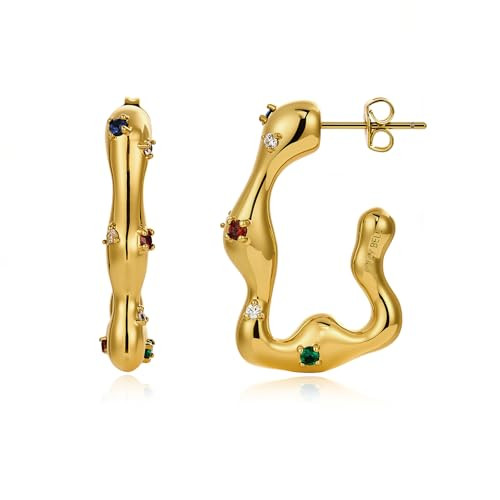 Cicy Bell 18k Gold Plated Earrings for Women Trendy Irregular Waterdrop Melting Liquid Cubic Zirc... | Amazon (US)