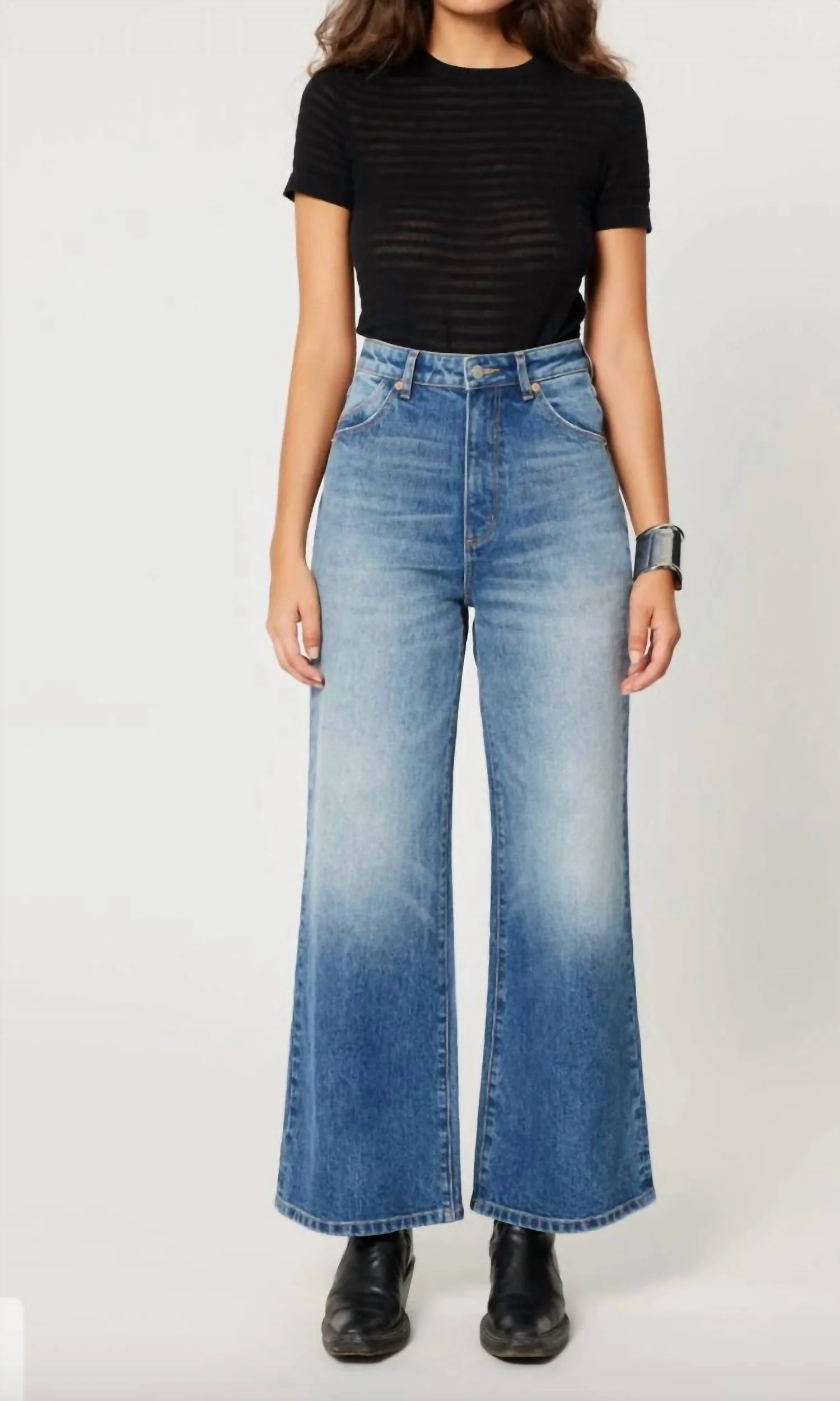 Sailor Scoop Wide Leg Denim Jeans In Christy Blue | Shop Simon
