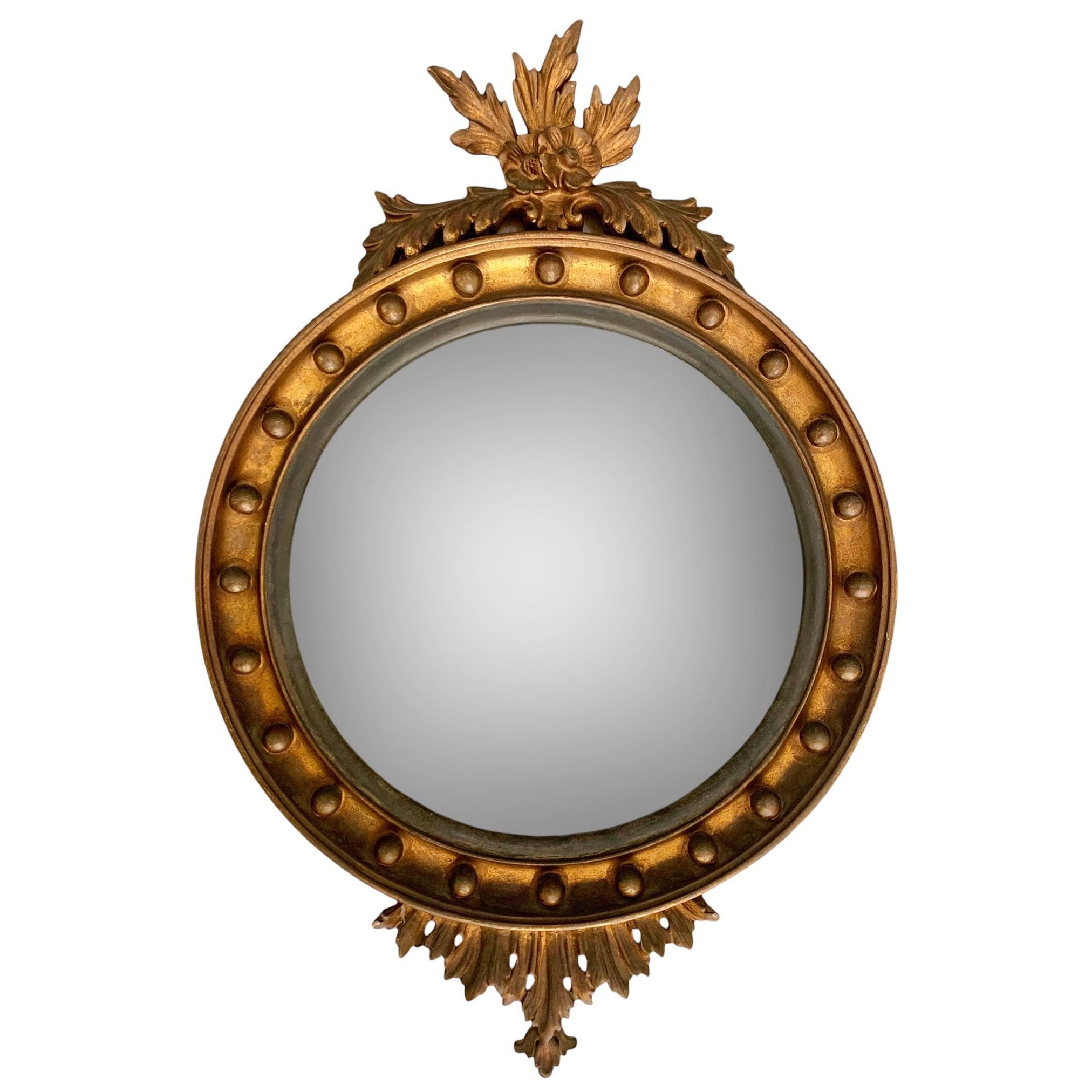 Antique Original French Neoclassical Round Gilt Wood Mirror | 1stDibs