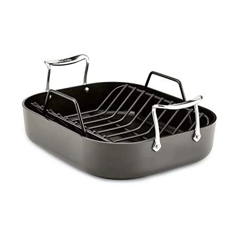 All-Clad Essentials Hard Anodized Nonstick Cookware, Small Roaster with Rack, 11 x 14 inch | Walmart (US)