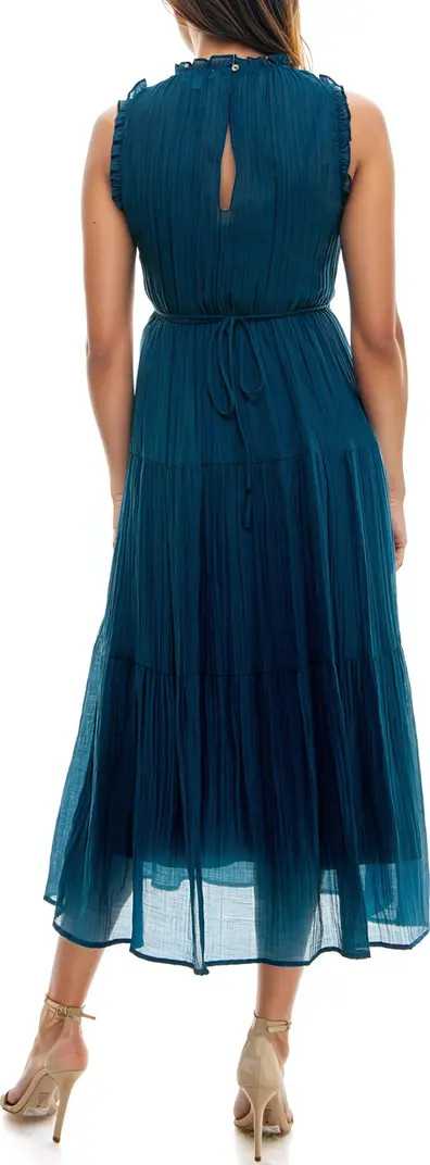 Crinkle Tiered Sleeveless Midi Dress | Nordstrom