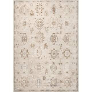 Krystin Machine Washable Distressed Beige 9 ft. x 12 ft. Area Rug | The Home Depot