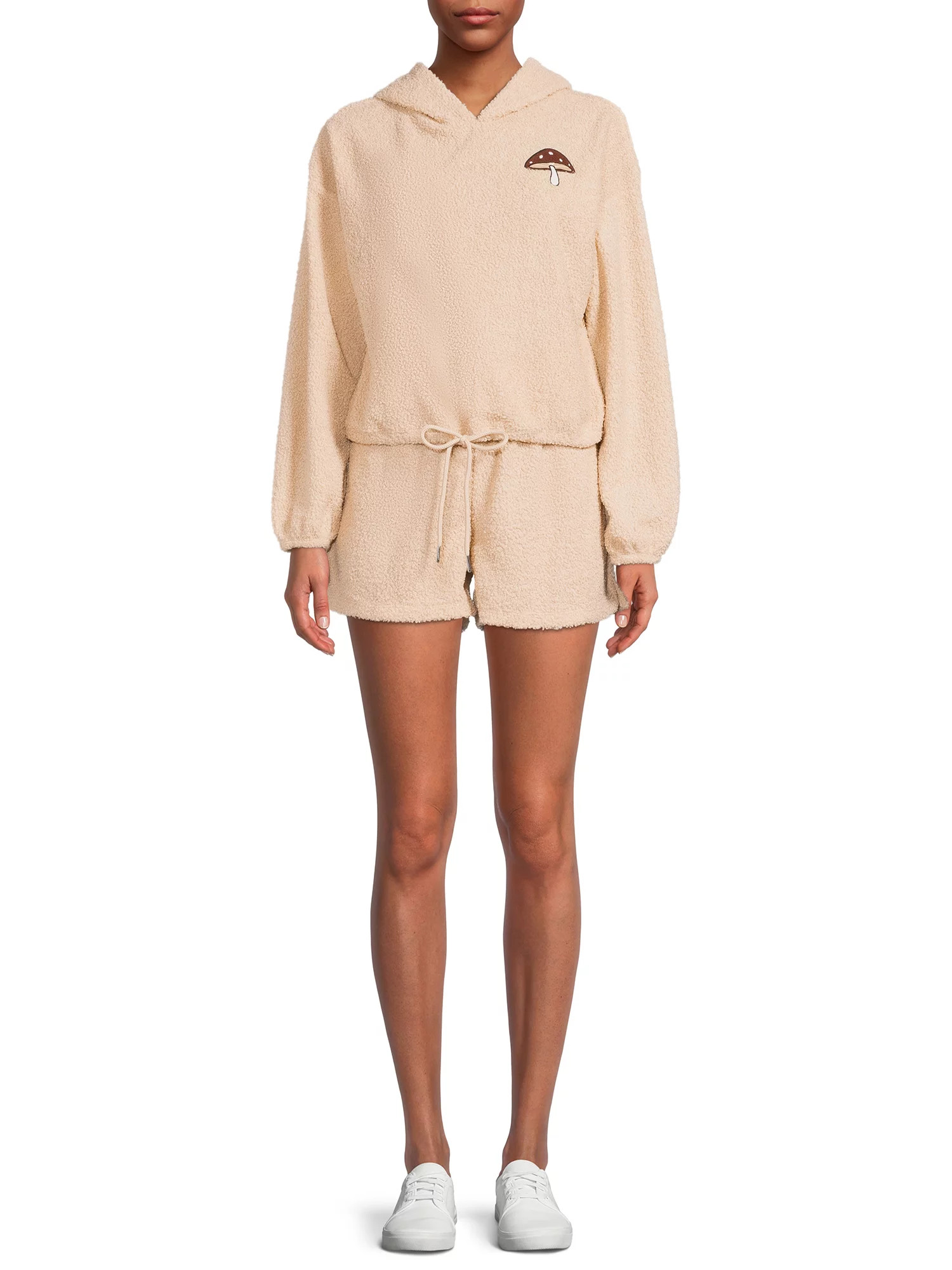 No Boundaries Juniors Teddy Hoodie and Shorts Lounge Set, 2-Piece | Walmart (US)