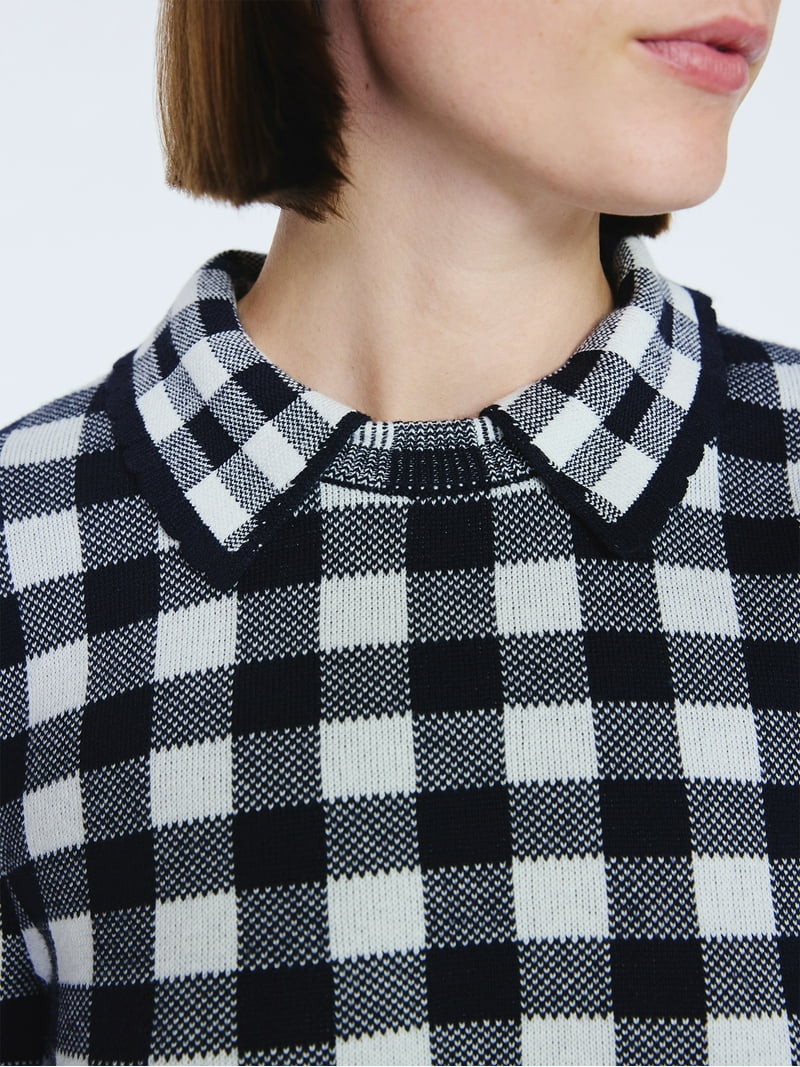 Free Assembly Women's Collared Sweater with Long Puff Sleeves, Midweight, Sizes XS-XXL | Walmart (US)