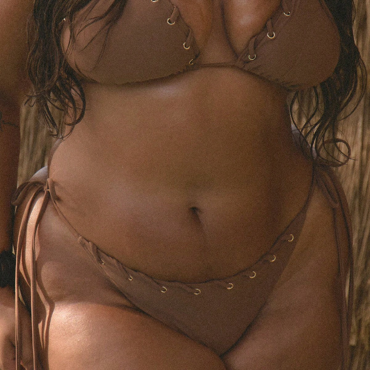 MUSERA Plus Eyelet Thread Detail Tie Side Bikini Bottom Only Boho Summer Vacation Swim Holiday Beach Sexy Cute Elegant | SHEIN