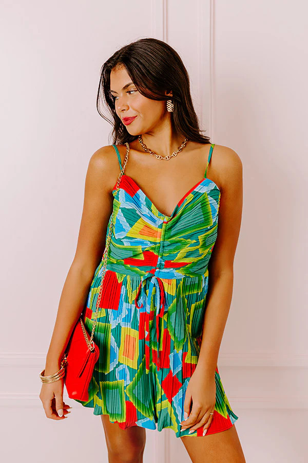 Coastal Charm Pleated Romper In Green | Impressions Online Boutique
