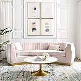 Modway Enthusiastic Vertical Channel Tufted Curved Performance Velvet Sofa, Pink | Amazon (US)