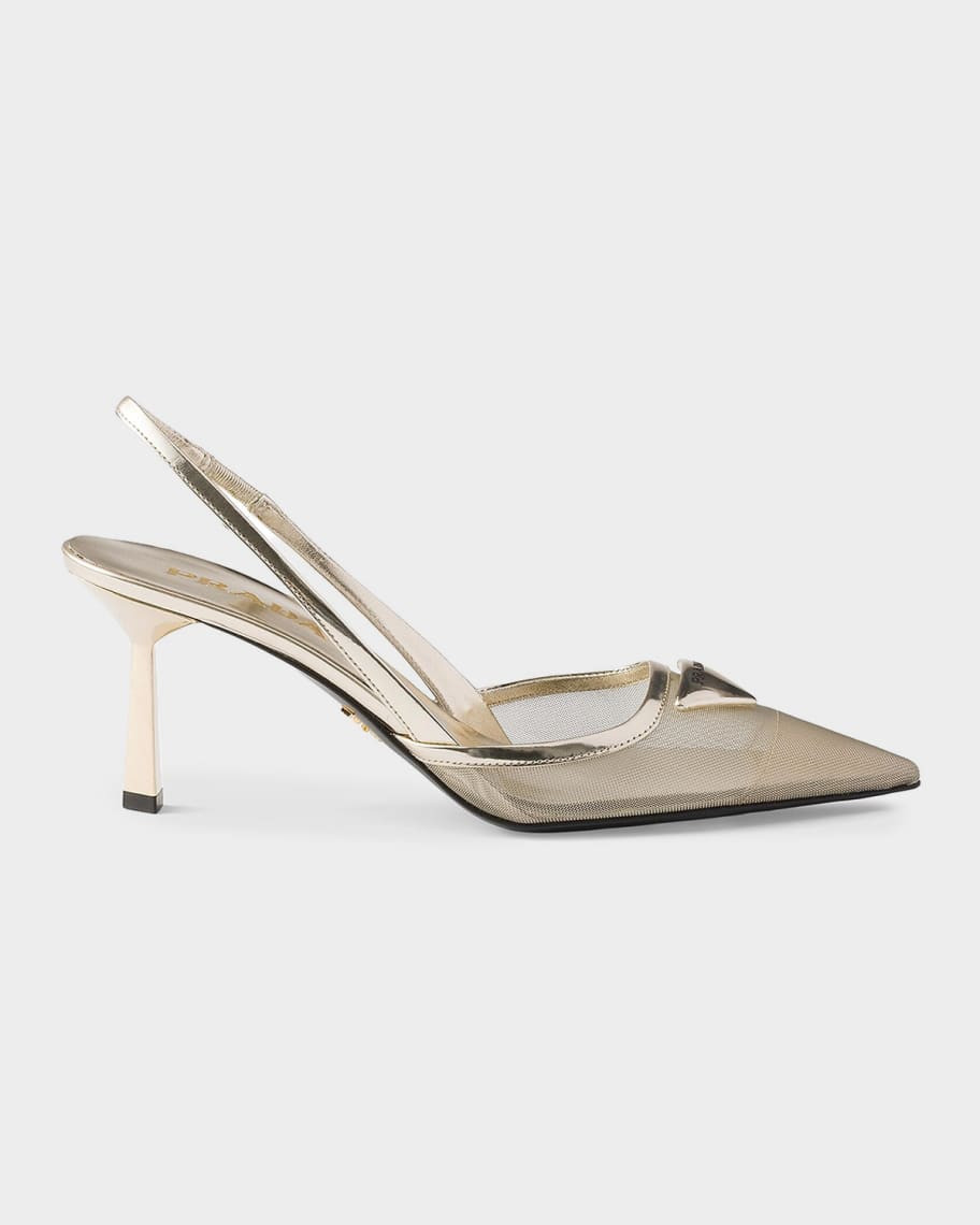 Prada Mesh Fabric Slingback Pumps | Neiman Marcus