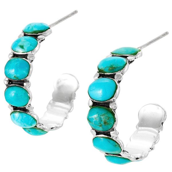Sterling Silver Hoop Earrings Turquoise E1245-C75 | TURQUOISE NETWORK