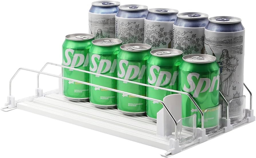 FOEJCHD Assembly-Free Drink Organizer for Fridge,Soda Can Organizer for Refrigerator with Pusher ... | Amazon (US)