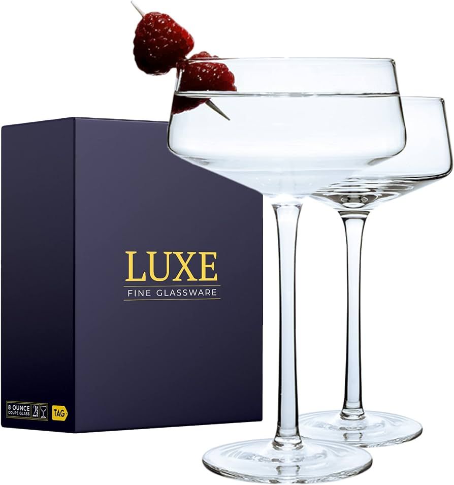 The TAG Store | Luxe Martini Glasses Set of 2 | 8oz Coupe Glass Set | Handblown Crystal Cocktail ... | Amazon (US)