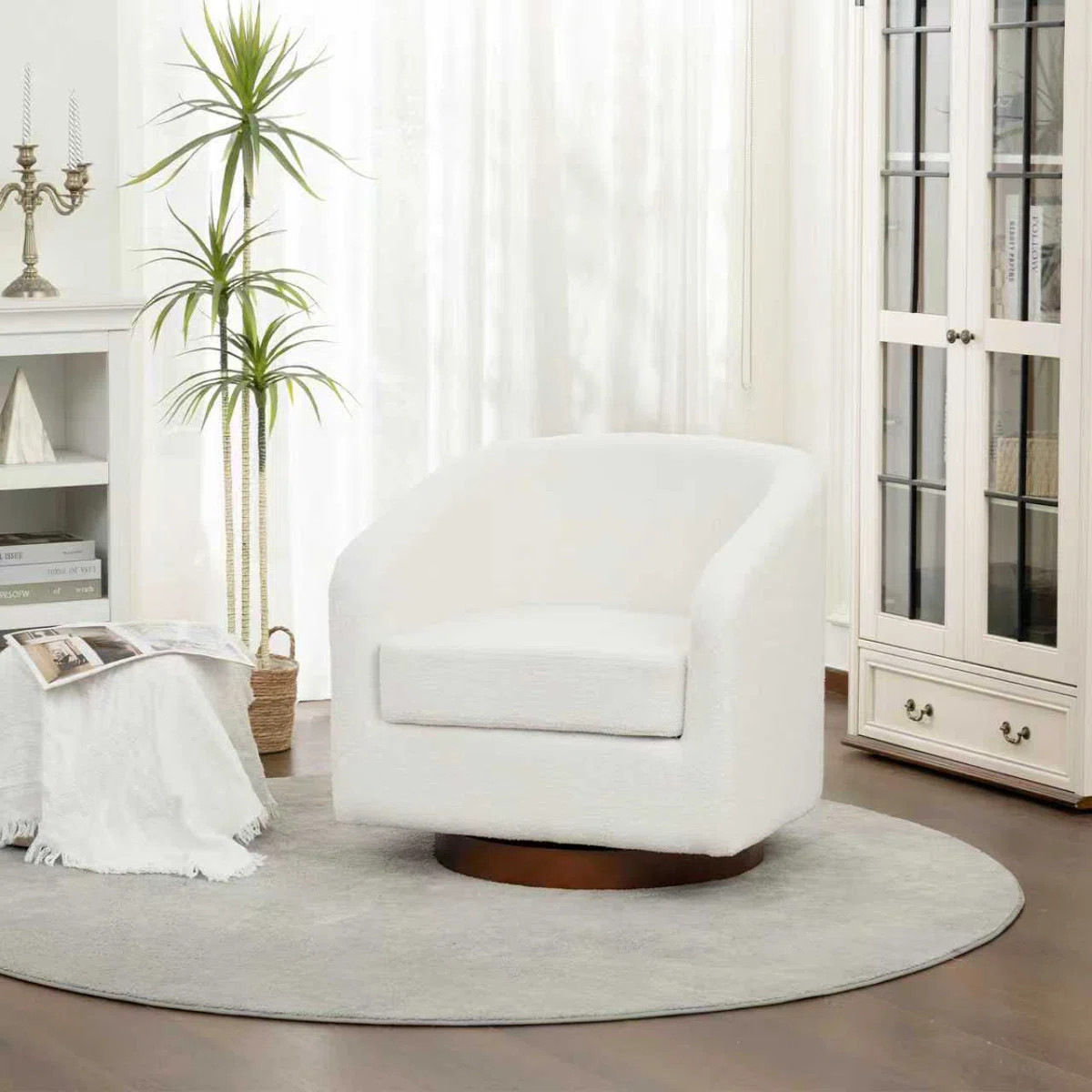 31″ Upholstered Swivel Barrel Chair, Fabric Accent Chair For Living Room, Bedroom | Wayfair North America