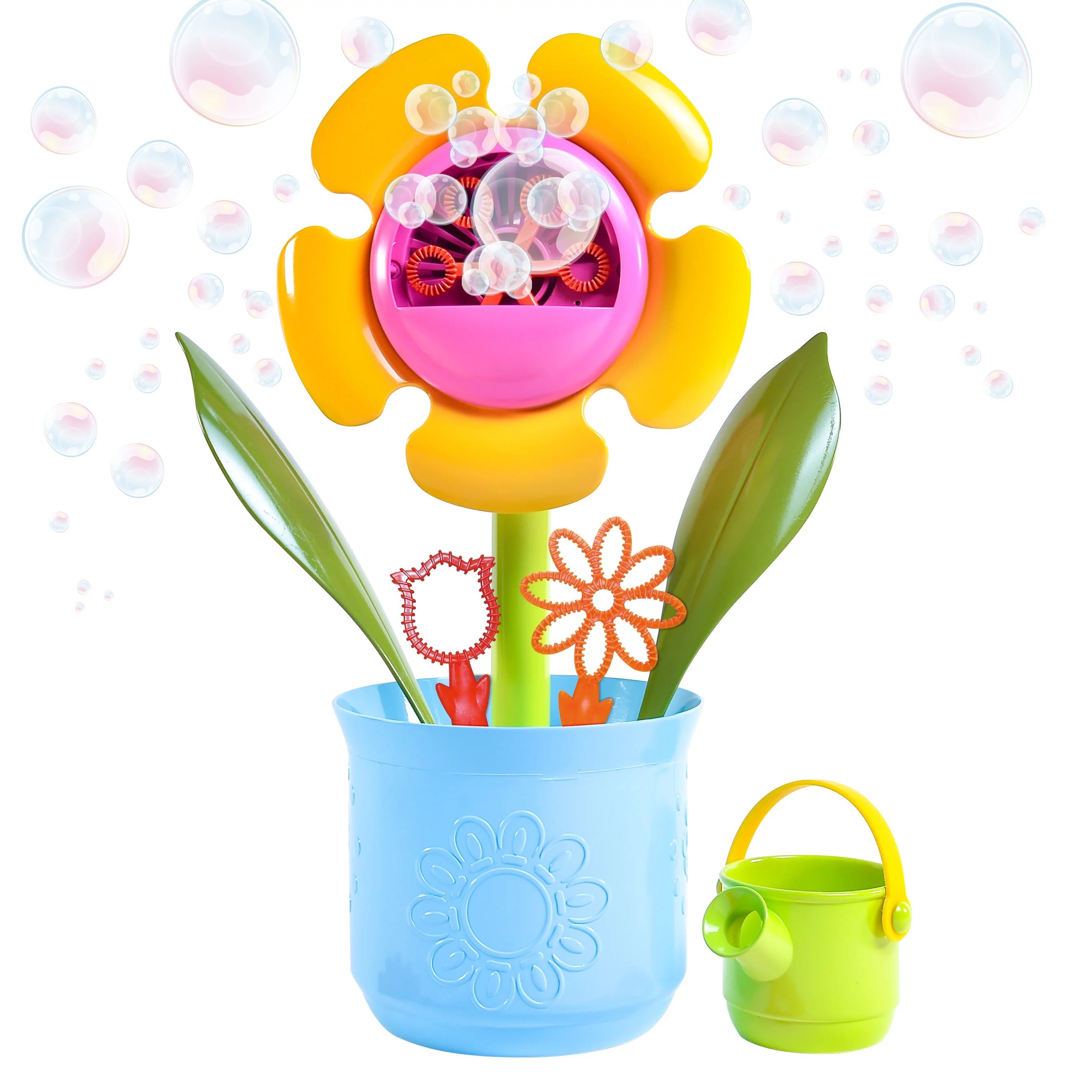 Maxx Bubbles Flower Pot Bubble Blower - Includes Wands and 4oz Refill Solution - Walmart.com | Walmart (US)