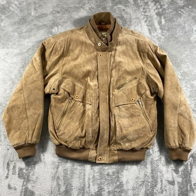 Vintage 90s St Johns Bay Bomber Jacket Mens L Brown Suede Leather Quilted Lined | eBay | eBay US