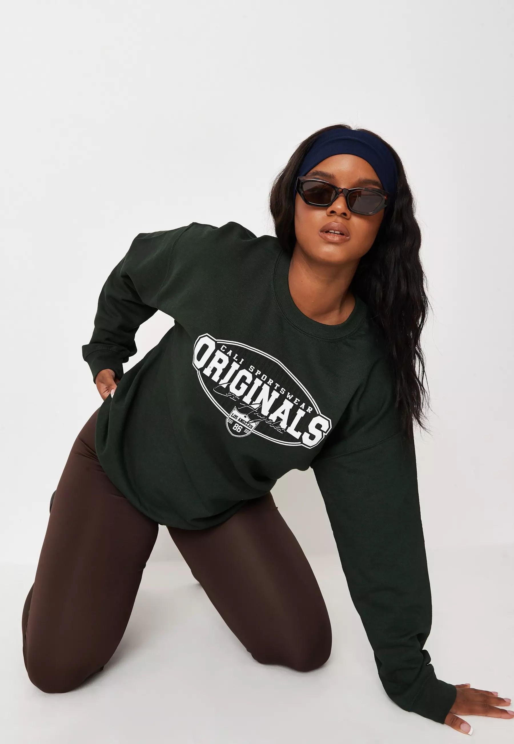 Plus Size Green Graphic Oversized Sweatshirt | Missguided (UK & IE)