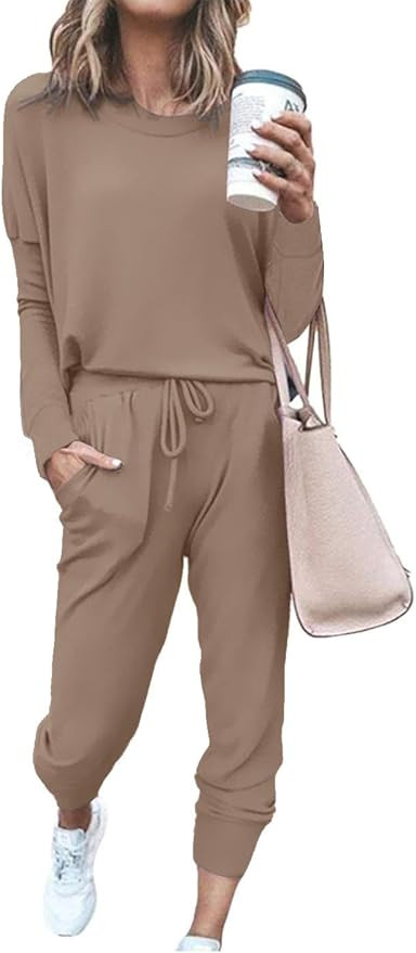 ETCYY NEW Lounge Sets for Women Sweatsuits Sets Two Piece Outfit Long Sleeve Pant Workout Athleti... | Amazon (US)