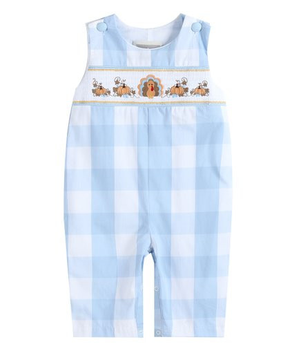 Large Blue Buffalo Check Festive Smocked Overalls - Infant &amp; Toddler | Zulily