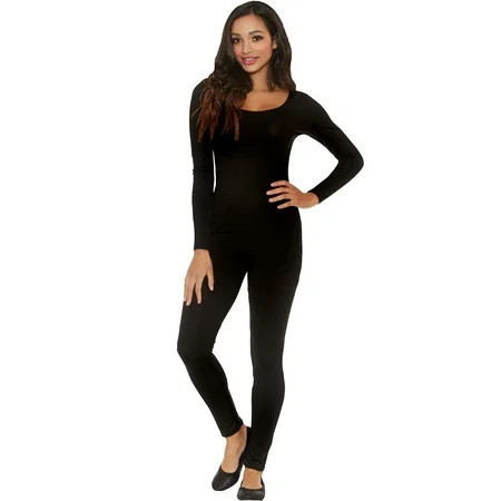 Long Sleeve Jumpsuit Black Halloween Accessory for Adults Womens Size M by Way to Celebrate | Walmart (US)