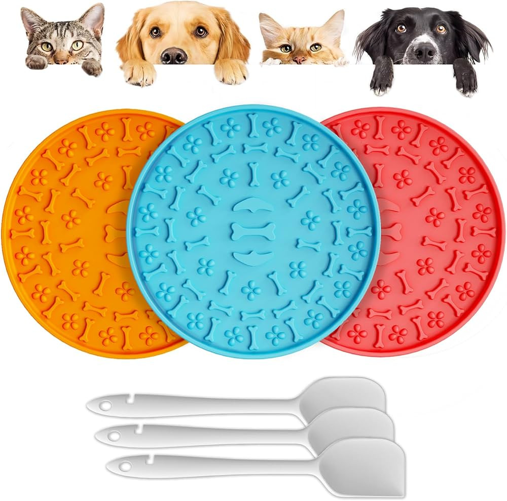 Lick Mat for Dogs & Cats 3 Pack - Silicone Dog Lick Mat with Suction Cups - Anxiety Relief/Promot... | Amazon (US)