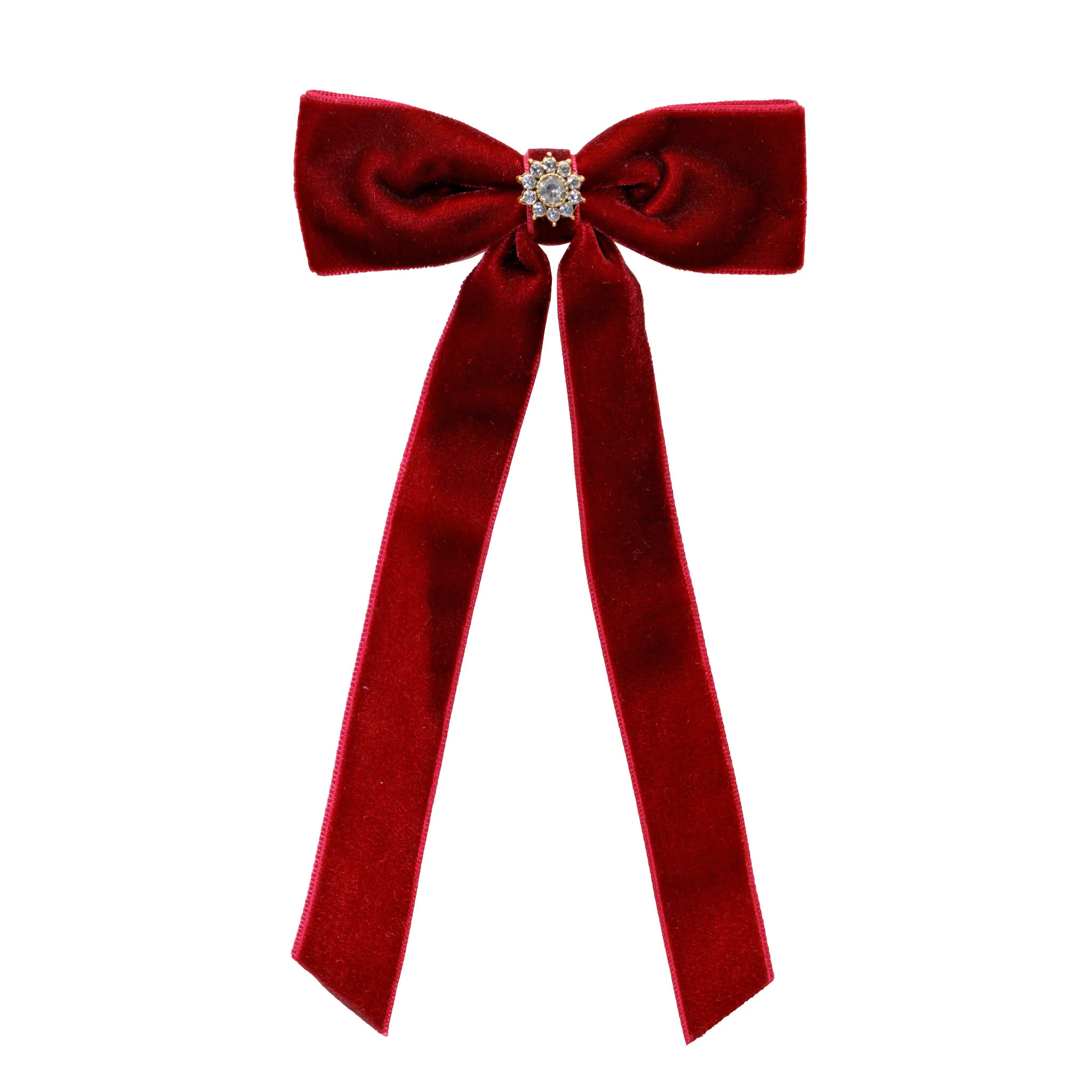 Iconic Velvet Bow Barrette in Cabernet | Emi Jay