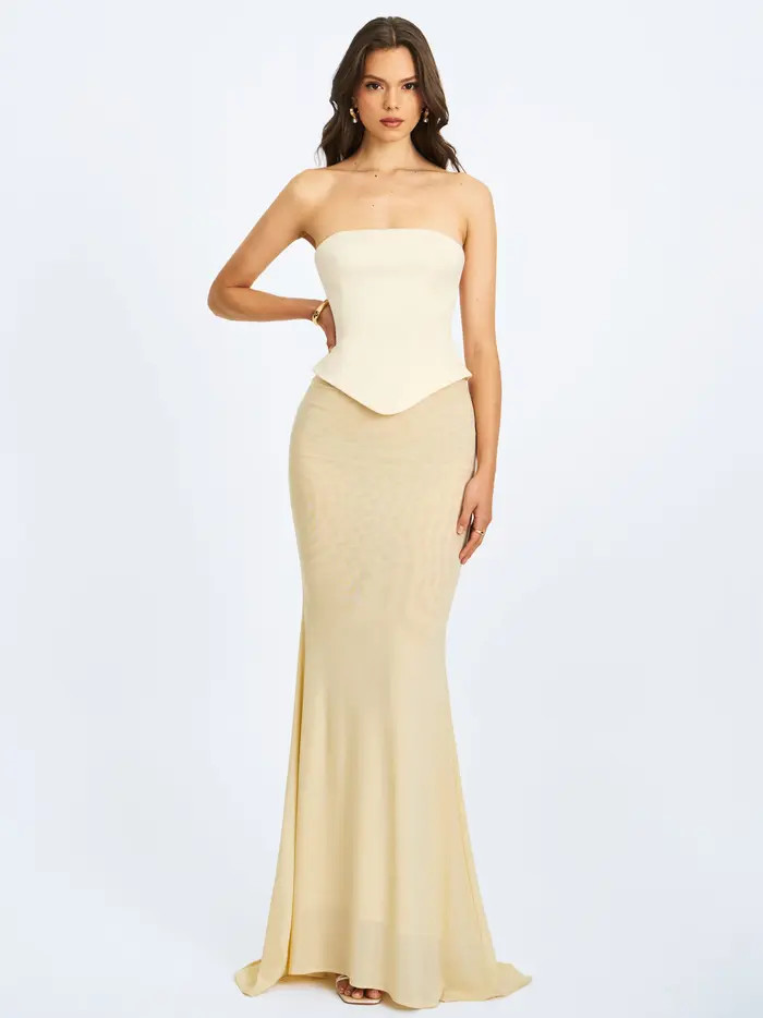 Miss Circle Adelina Peplum Mermaid Gown with Lace-up Back | Nordstrom | Nordstrom