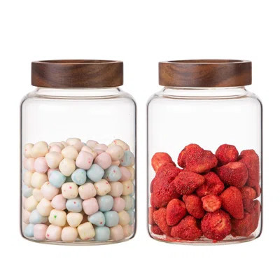 Large Glass Coffee Jars 60 Oz /1800Ml, Round Storage Canister With Wooden Lid Clear Glass Food Jar For Pantry Sugar Tea Coffee Bean Spice Nuts Cookies | Wayfair North America