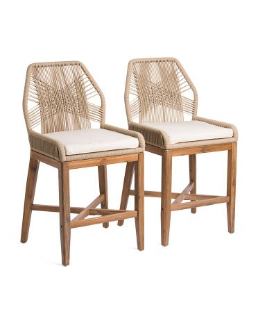 Set Of 2 Rope Crossweave Counter Stools With Cushion | TJ Maxx