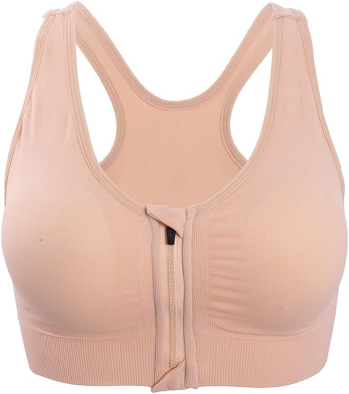 Women's Zipper Front Closure Sports Bra Racerback Yoga Bras | Amazon (US)