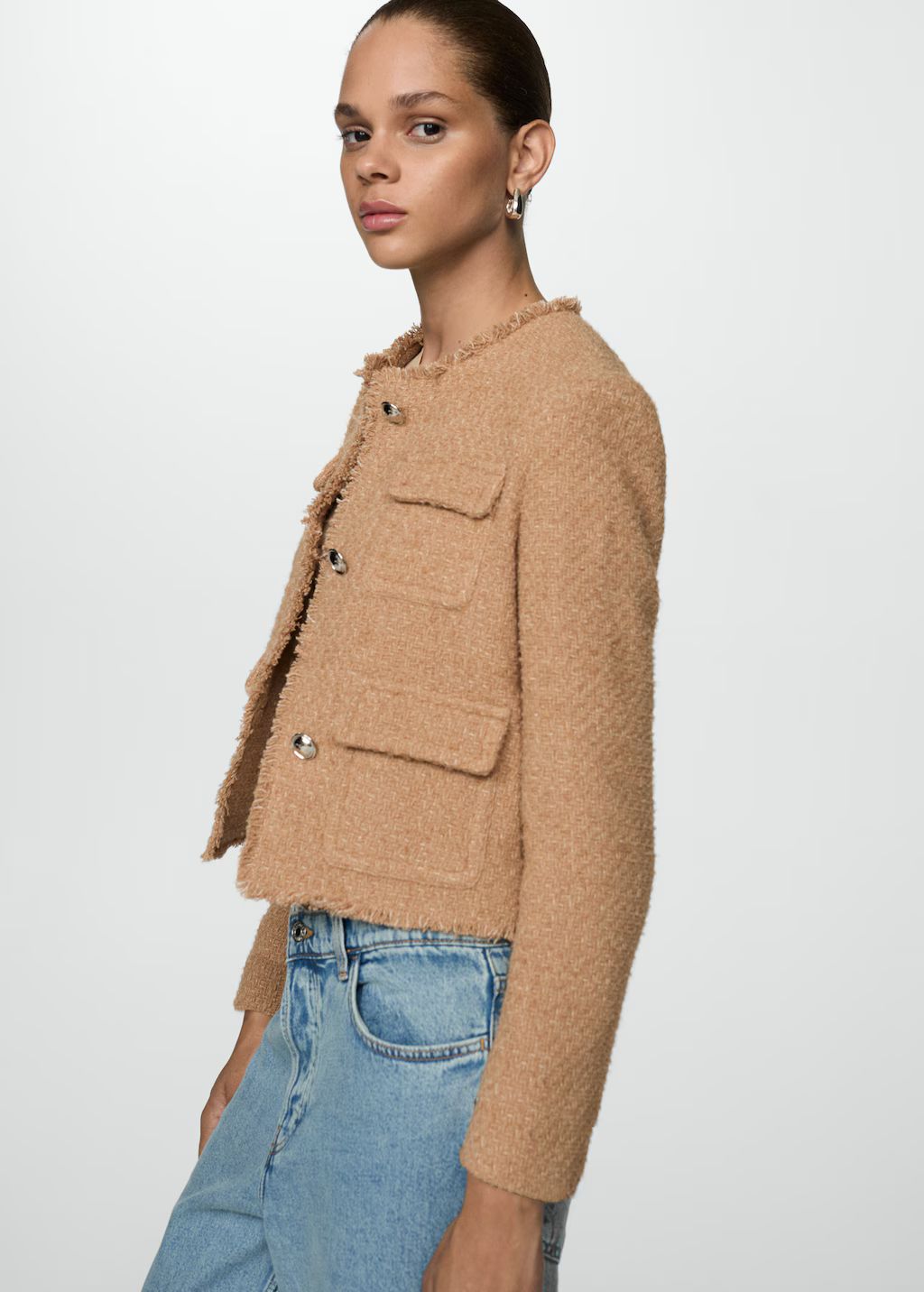 Pocket tweed jacket - Woman | MANGO USA | MANGO (US)