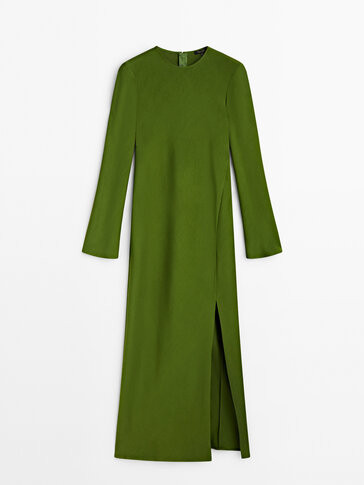 Flowing long sleeve dress with opening detail - Massimo Dutti | Massimo Dutti US