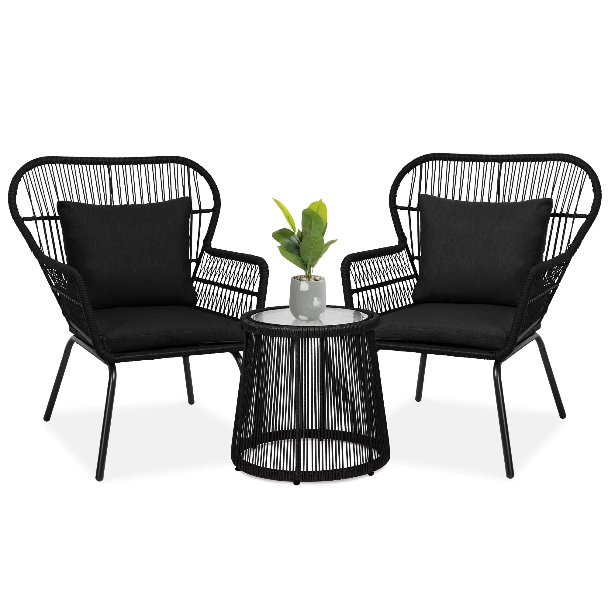 Best Choice Products 3-Piece Patio Conversation Bistro Set, Outdoor Wicker with 2 Chairs, Cushion... | Walmart (US)