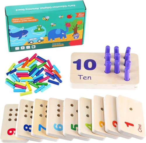 Gserin Wooden Counting Numbers Peg Board for Kids, Montessori Math Toy for Toddlers, Math Manipulatives Preschool Early Learning Educational Materials for Kids 3 4 5 6 7 | Amazon (US)