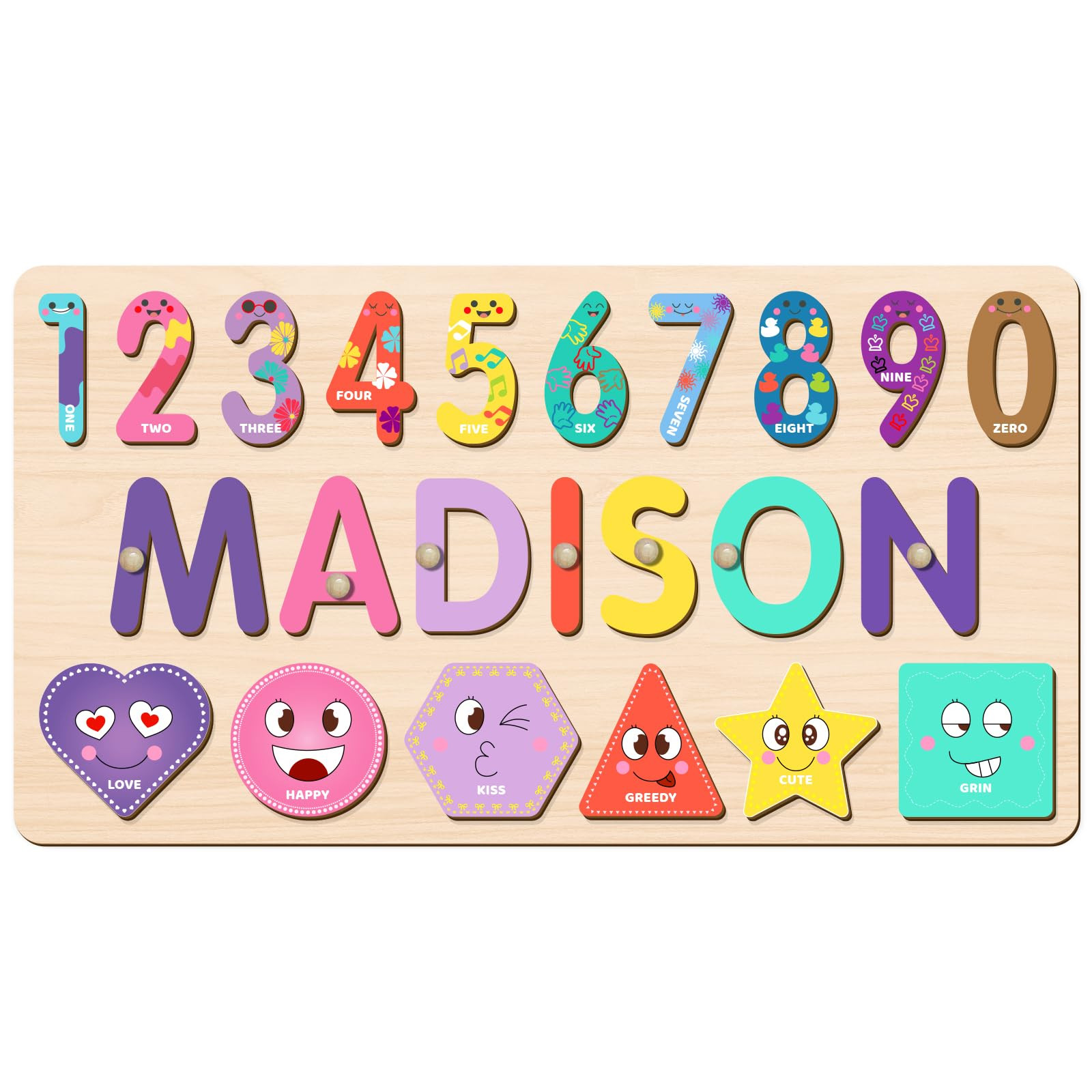 Personalized Name Puzzle for Kids, Customized Baby Gifts, Wooden Shapes Puzzles for Toddlers Boy ... | Amazon (US)