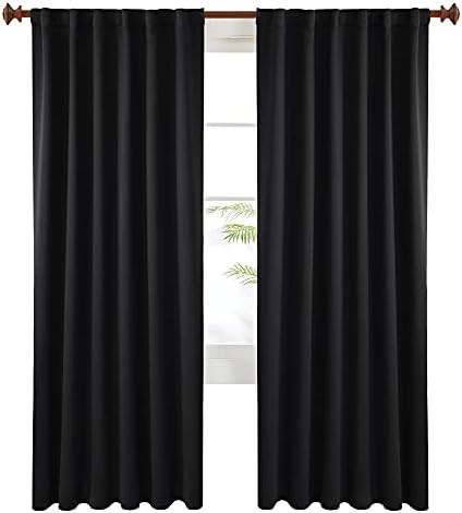 Deconovo Black Blackout Curtains 84 Inch Long, Back Tab and Rod Pocket Blackout Panels - 2 Panels... | Amazon (US)