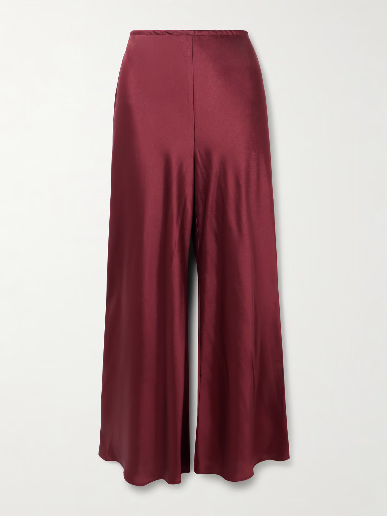 LESET - Barb Draped Satin Wide-leg Pants - Burgundy | NET-A-PORTER (US)