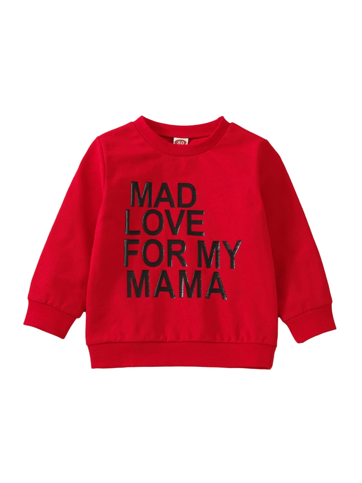 Valentines Days Toddler Boys Girls T Shirts Letter Printing Long Sleeve Pullover Red Sweatshirt T... | Walmart (US)