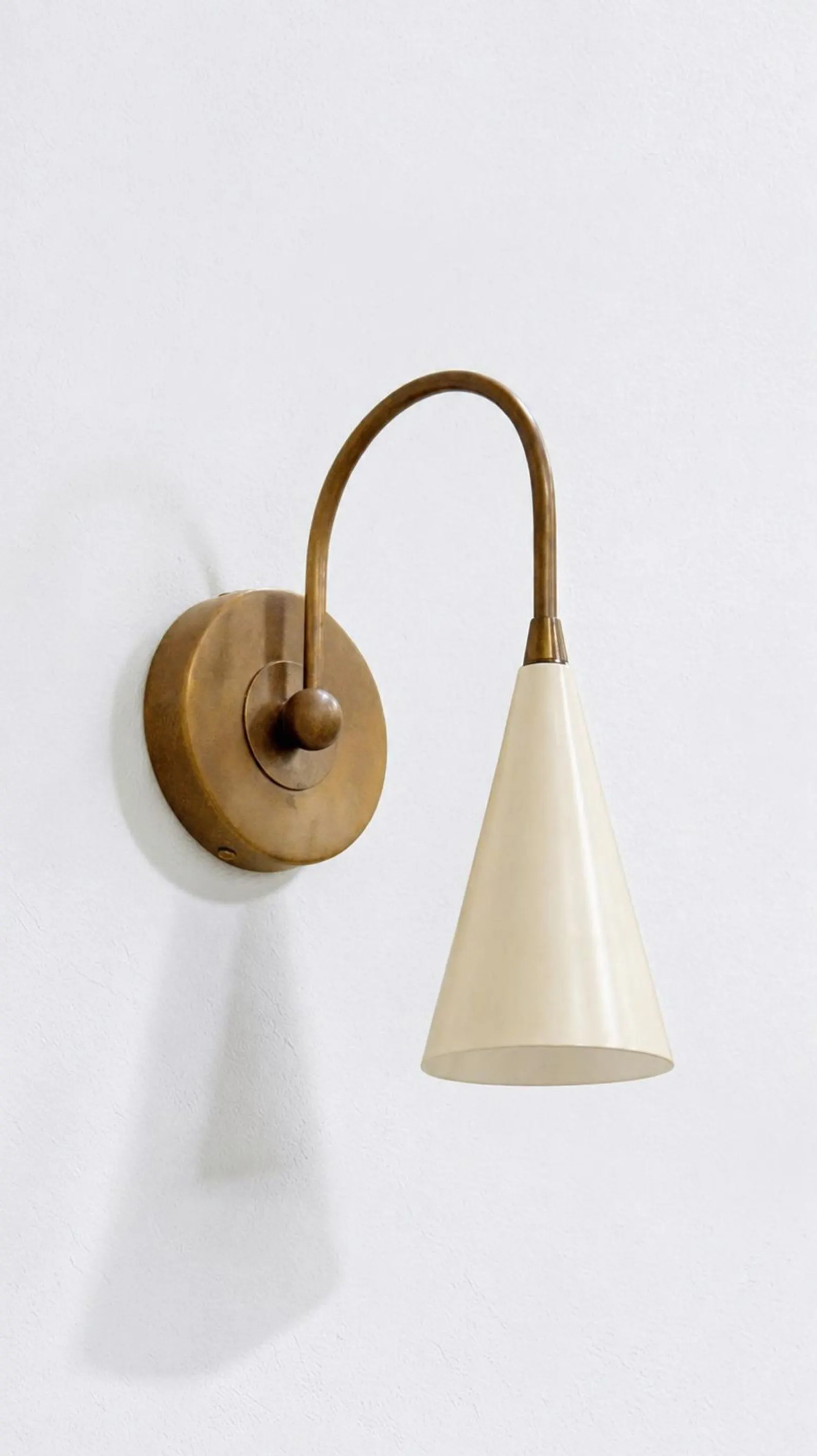 Modern Brass Wall Sconce With Cone Shade – Elegant Vintage Style Wall Light - Etsy | Etsy (Global)